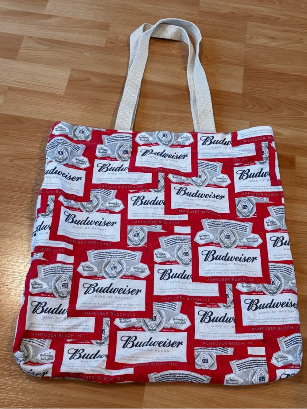 5/$25 Budweiser Red and White Logo Cloth Tote Bag